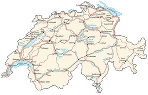Mapa de ruta de la ciudad de Suiza PÓSTER BRILLANTE FOTO IMPRESIÓN BANNER 13878 - Imagen 1 de 1