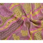 Tissu artisanal doux imprimé sari gris vintage sanskriti crêpe sari floral imprimé