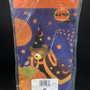 Vtg Halloween Party Paper Tablecloth Black Cats Bears American Greetings NOS - Picture 1 of 5