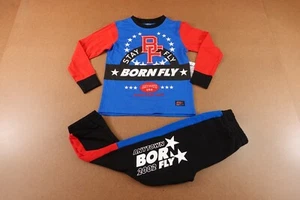Born Fly Boys Size 6 Red Black Blue 2 Piece Long Sleeve Tee & Jogger Set NWT - Picture 1 of 6