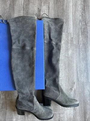 Botas hasta la rodilla Stuart Weitzman para mujer de gamuza sobre las rodillas de tacón bloque 5,5 Foto 1 de 3