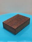 Vintage Brass Inlaid Marquetry Box Approx 18X12x5.5Cm Red Lining 