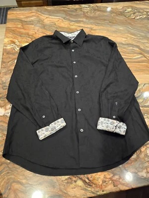 Robert Graham Shirt Black Classic Fit Flip Cuff Floral Paisley Preppy  Men's 2XL - Image 1 of 4
