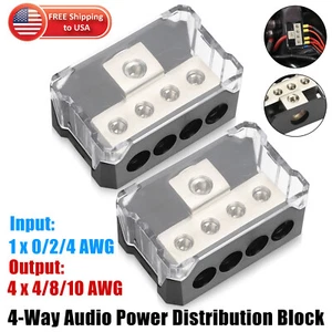 2PCS 1/0 Gauge Input to 2 x 1/0 Gauge Output Power/Ground Distribution Block Set - Picture 1 of 9