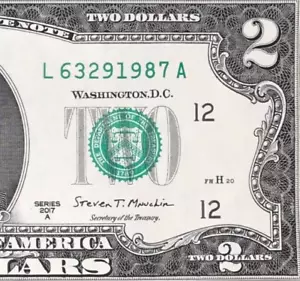 L 6329 1987 A : TRAILING YEAR 1987 $2 Two Dollar Bill Serial Number - Picture 1 of 3