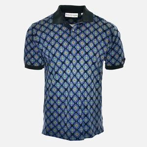 SLAZENGER Sportswear All Over Grape Aqua Print Golf Tennis Polo Vtg Tee Shirt M - Picture 1 of 5