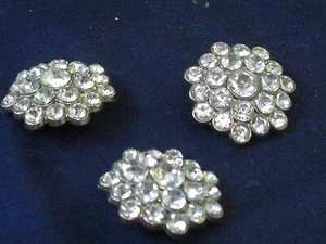 3~Vintage RHINSTONE BUTTONS~1" Round - Picture 1 of 2