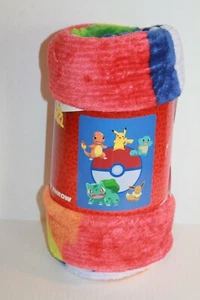 Kid's Pokemon Character Silky Soft Plush Fleece Throw Blanket 46" x 60" NEW - Picture 1 of 2
