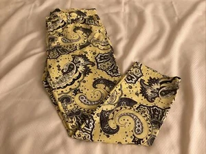 LRL Lauren Jeans Co. Ralph Lauren Petite 12P Yellow Black Paisley Denim Jeans - Picture 1 of 11