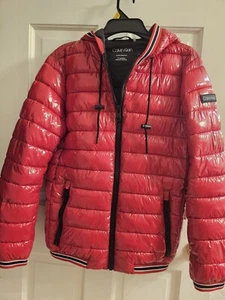 CALVIN KLEIN BRIGHT RED PUFFER BOYS JACKET SIZE S - Picture 1 of 16