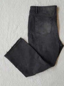 Terra & Sky Black Jeans Size 18W High-Rise Denim Cropped Boot Cut Distressed NEW - Picture 1 of 10