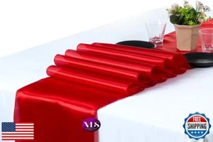 VDS Pack of 10 Satin Table Runners Charmeuse Sateen Silk Centerpiece Cloth Li - Picture 1 of 5