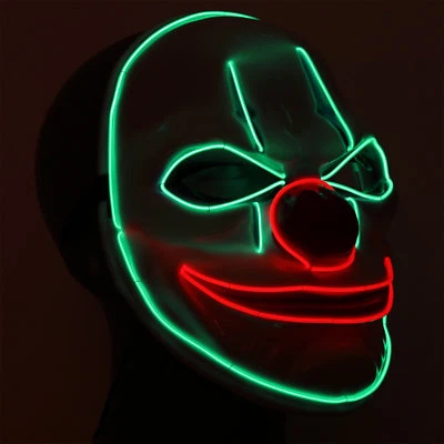 Psycho Clownsmaske killer Karneval Fasching Halloween LED Clown Kostüm Maske neu - Bild 1 von 4
