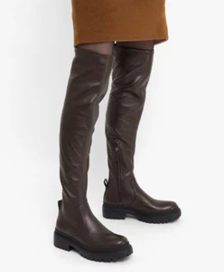 NWOB $2495 Brunello Cucinelli Women's 100% Leather Over Knee Boots 40/ 10US W242 - Picture 1 of 14