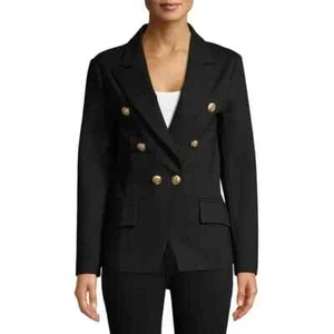 Attitude Unknown Double Breasted Blazer With Metallic Buttons Women's XS Black - Picture 1 of 6