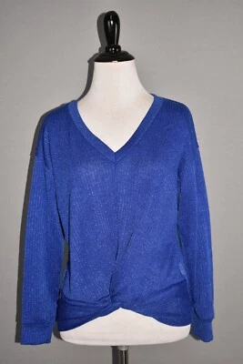 LUSH NEW $30 Twisted Front V Neck Sweater in Mazarine Blue XS - Image 1 of 4