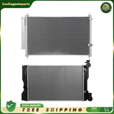 Aluminium Radiator & A/C Condenser Cooling Kit For 2009 2010-2015 Toyota Corolla - Image 1 of 4