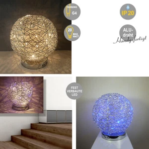 Moderne Halogen + LED Tischleuchte Alissa Alu-Drahtgeflecht Kugel-Deko-Lampe - Bild 1 von 17
