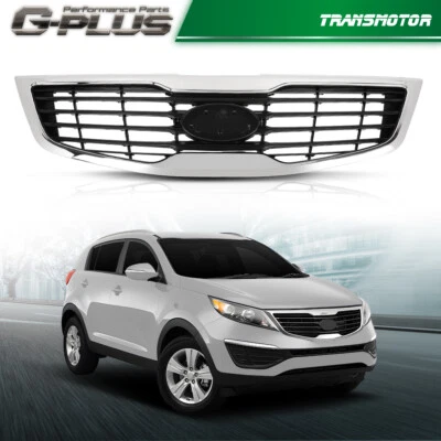 Carcasa cromada apta para Kia Sportage 11-12 con rejilla de plástico gris insertada Foto 1 de 4