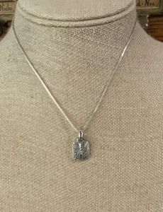 Very Pretty Sterling Box Chain & Marcasite Art Deco Style 16" Pendant Necklace - Picture 1 of 3