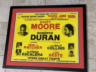 Редкий Оригинальный 1983 Roberto Duran Vs. Davey Moore На Месте Боксерский Плакат MSG Чистый - Изображение 1 из 4
