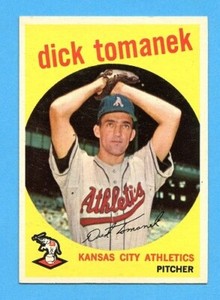 1959 TOPPS # 369 DICK TOMANEK KANSAS CITY ATHLETICS EXMT FREE SHIPPING
