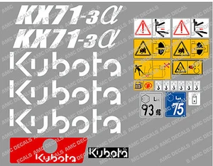 Kubota KX71-3 Mini Bagger Komplette Aufkleber Satz mit Sicherheit Warnzeichen - Bild 1 von 1