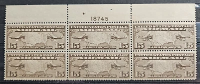 US Stamp ScC8, 15c Map & Panes, Plate Block of 6, VF MNH CV$45.00 (604-235A) - Image 1 of 2