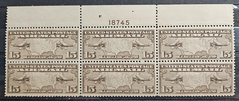 US Stamp ScC8, 15c Map & Panes, Plate Block of 6, VF MNH CV$45.00 (604-235A) - Image 1 of 2