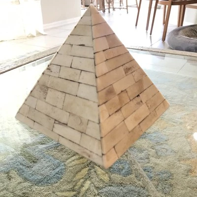 PYRAMID Bone Inlay Decorative Home Accent Display Tile Coffee Table Piece India - Image 1 of 4