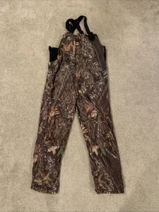 Rutwear Mens Large Mossy Oak Breakup Camo Hunting Bib Overalls Pants Side Zipper - Picture 1 of 13