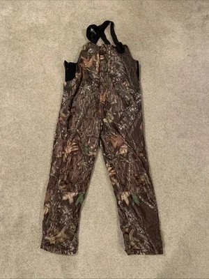 Rutwear Mens Large Mossy Oak Breakup Camo Hunting Bib Overalls Pants Side Zipper - Image 1 of 4