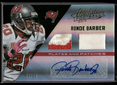 2013 Panini Absolute Plates and Patches Autographs Ronde Barber Auto 15/25 Tampa - Image 1 of 2