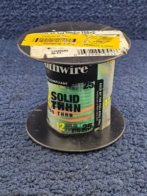 Southwire 11591585: 25ft Spool Green CU THHN Wire, 12A AWG - Image 1 of 4