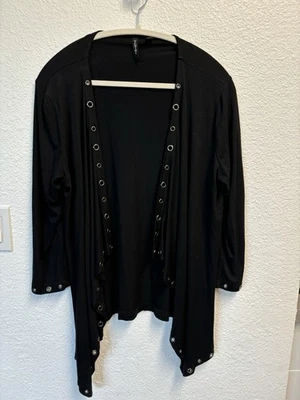 Gothic Grunge Asymmetrical Waterfall Grommeted Open front Venini Cardigan Size M - Image 1 of 4