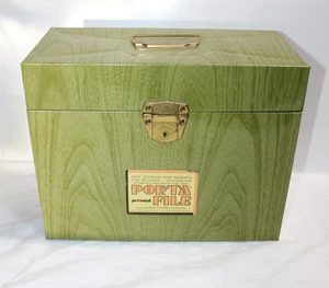 Vintage Porta Datei Metall Aktenkasten grün 10" x 12,5" x 9" ohne Schlüssel - Bild 1 von 8
