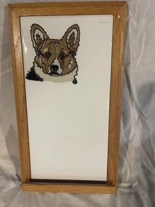 Corgi painted tile by Pumpkin Cary Inc message board W Marker Shelf - Picture 1 of 6