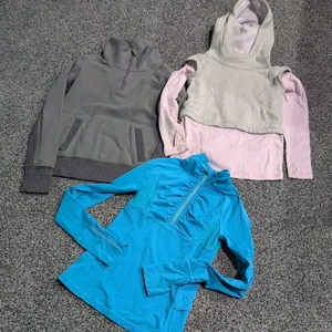 Ivivva by Lululemon girls size 8 SET 3 fleece 1/4 zip Jacket Hooded sweatshirt - Picture 1 of 13