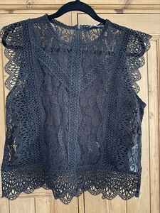 Zara Black lace Top Size L - Picture 1 of 4