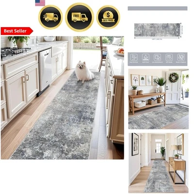 Alfombra larga para corredor de pasillo antideslizante lavable alfombra de piso interior 3x10 pies azul gris Foto 1 de 4