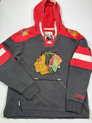 Chicago Blackhawks Sudadera con Capucha Para Hombres Grande Negra CCM Jersey Sudadera Pullover NHL Foto 1 de 4