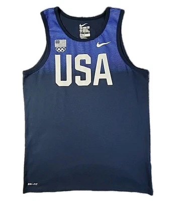 Camiseta sin mangas azul mediana del equipo olímpico Nike Dri Fit de Estados Unidos para hombre Foto 1 de 4