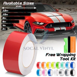 Gloss Color Racing Stripes Vinyl Wrap For Ford Mustang Stripe Sticker 10FT /20FT - Picture 1 of 6