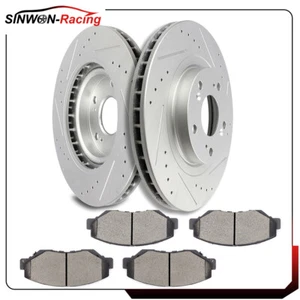 Pastillas de cerámica de ranura de taladro de rotor de freno delantero para Honda Civic 12-15 cupé sedán Si - Imagen 1 de 13