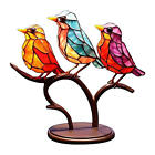 1* Multicolor Stained Glass Panel Bird Sculptures Home Desktop Decor Ornaments