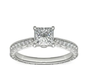 2.20 Ct Princess IGI Certified Lab Grown Diamond Engagement Ring 14K White Gold - Picture 1 of 7