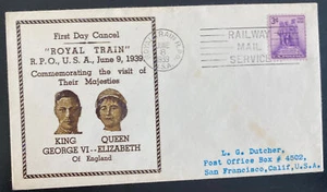 1939 Royal Train RPO USA First Day Cover King George VI Royal Visit Raised Print - Picture 1 of 2