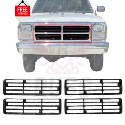 New Front Upper & Lower Grille Insert Left & Right For 1991-1993 Dodge D150 D250 Foto 1 de 4