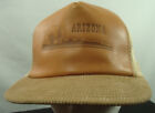 Genuine Leather Arizona Snap Back Trucker Hat Cap Mesh Rockabilly Tan Sand Brown