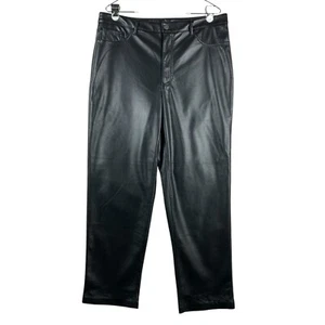 Joie Women's Pants Size 14 Black Faux Leather Straight Leg High Rise - Picture 1 of 13
